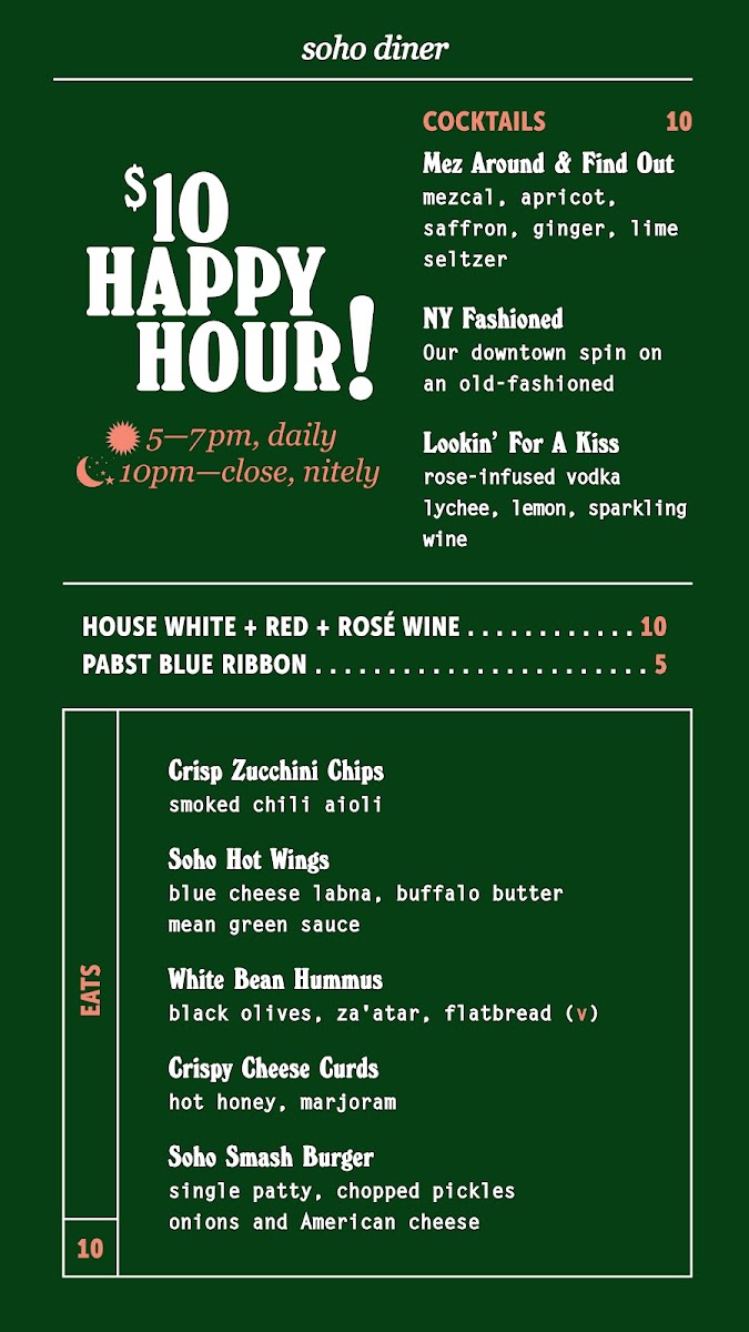 Soho Diner Menu - Image 2