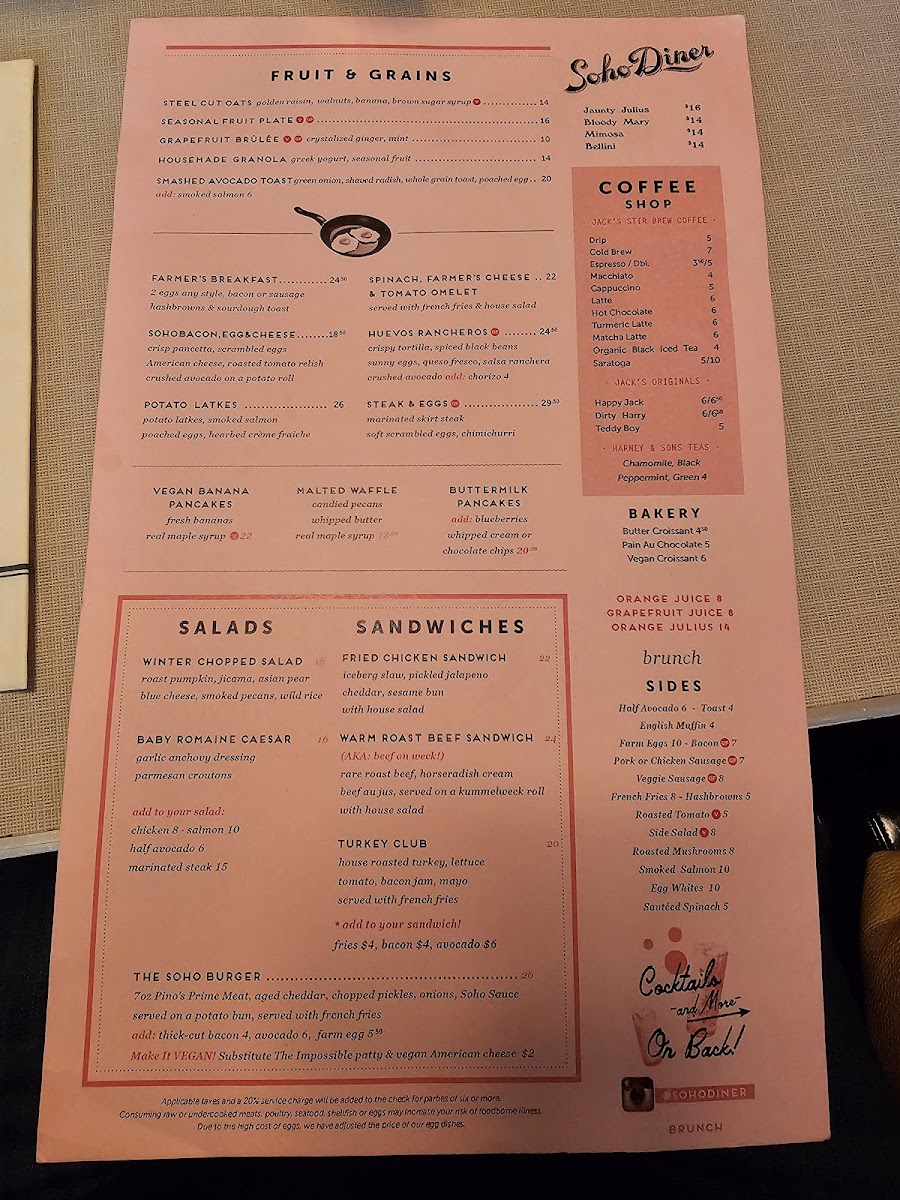 Soho Diner Menu - Image 4