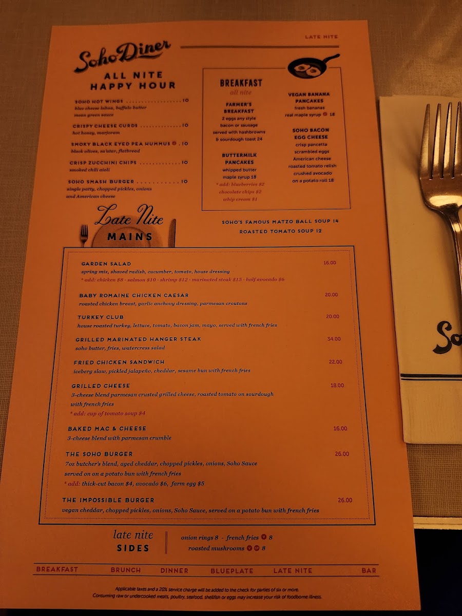 Soho Diner Menu - Image 6
